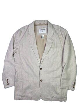 Orvis Men's 44R Beige Linen Cotton Blazer Jacket *Flaw